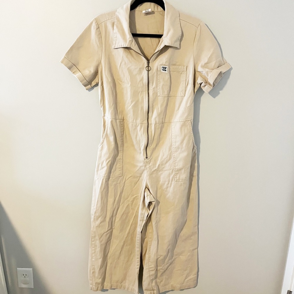 Lucy & Yak Ragan Jumpsuit Irish Cream Organic Cotton Boiler Suit US 10/medium